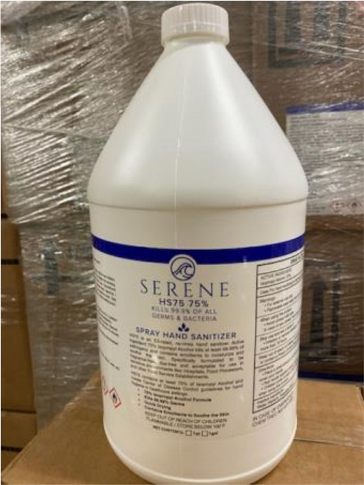 Serene 1 Gallon Refill Liquid Spray Hand Sanitizer and Surface Spray